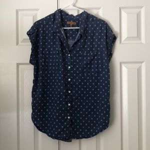 Jachs Girlfriend Chambray Print Button Down Large